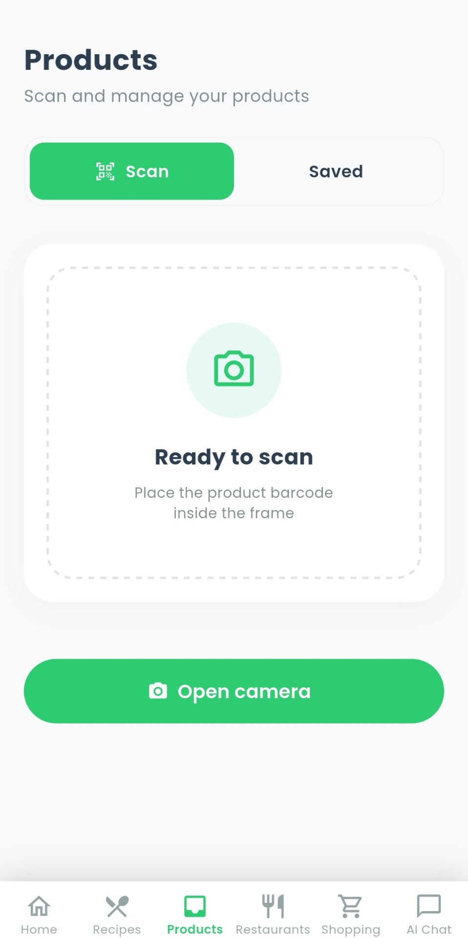 GlutenGo product scanner screen
